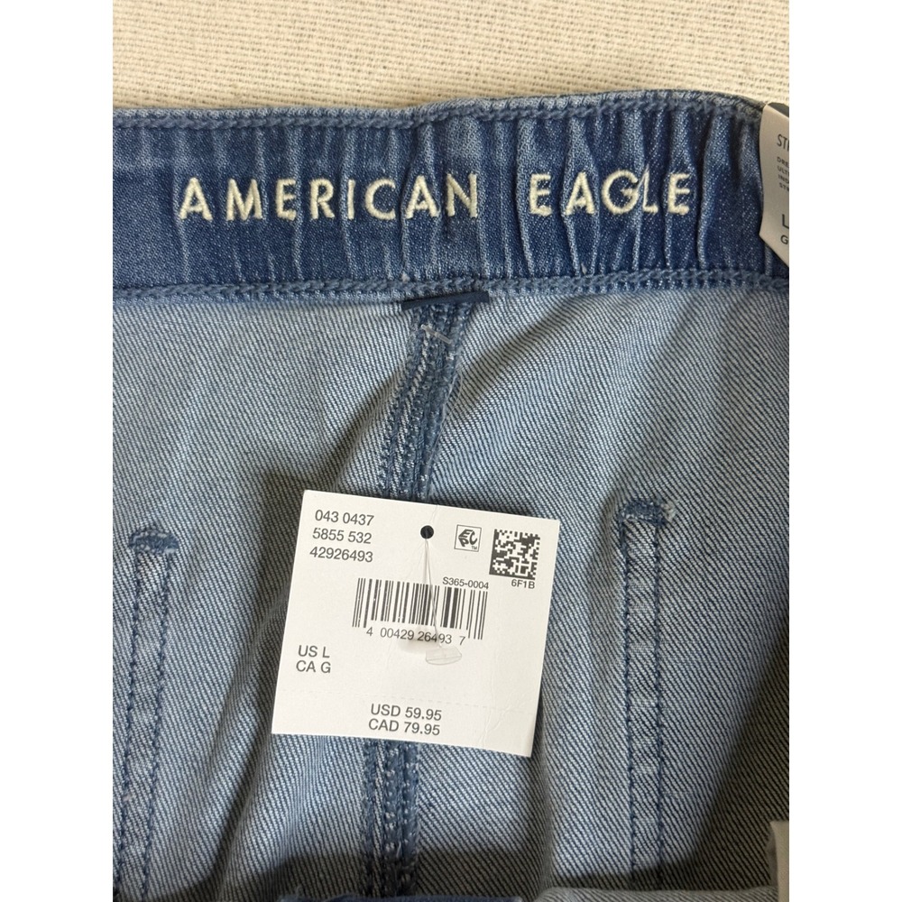 American Eagle Ultra Wide Leg Jeans Womens L Blue Dreamy Drape Low Rise 5855 - Picture 2 of 14